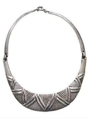 Jewels By Park Lane Vintage Silvertone Mod Statement Bib Collar Necklace